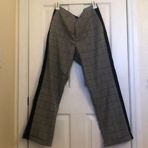 Forever 21 plaid cuffed pants with black stripe
